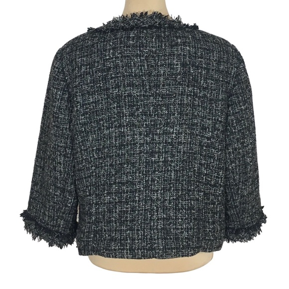 East 5th Black & Gray Plaid Sparkly Tweed Padded Shoulder Blazer, Women's XL - Picture 3 of 10